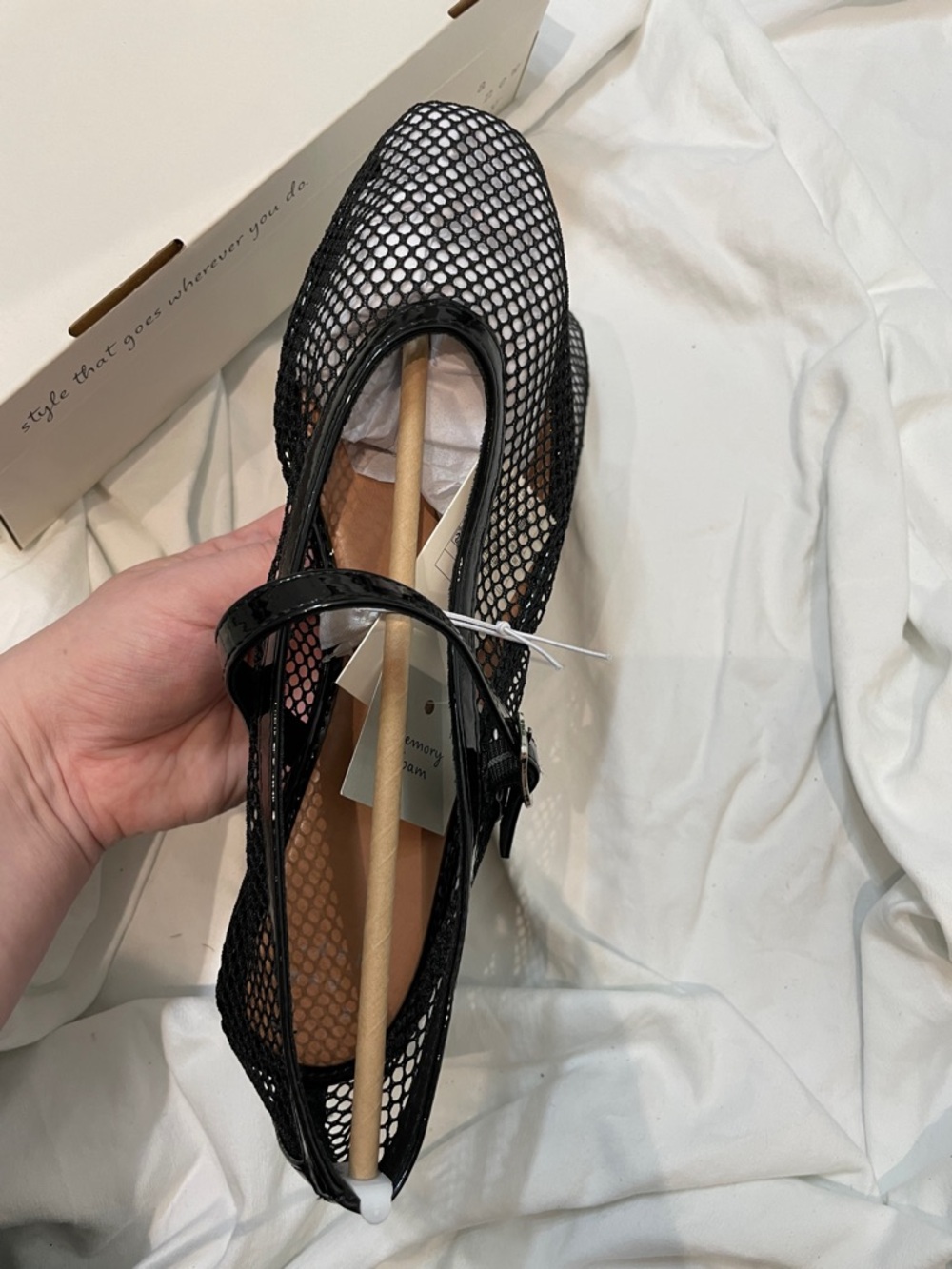 •A NEW DAY• “Issa” Mesh Mary Jane Ballet Flats - Jet Black // NIB - Picture 8 of 16